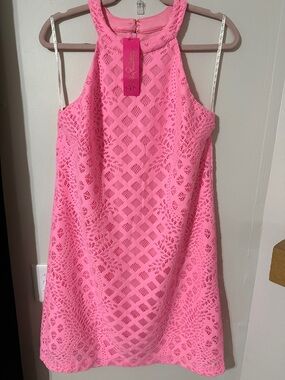 Lilly Pulitzer Hot Pink Diamond Eyelet Shift Dress